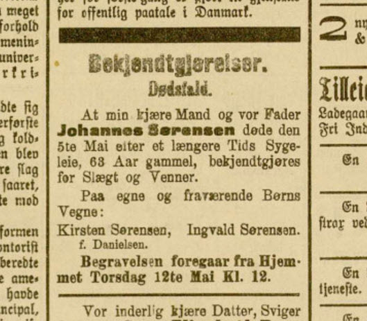 Ddsannonse Johannes Srensen