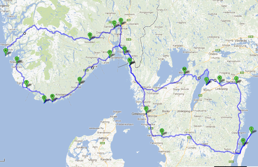 Rute Sverige srlandet 2012