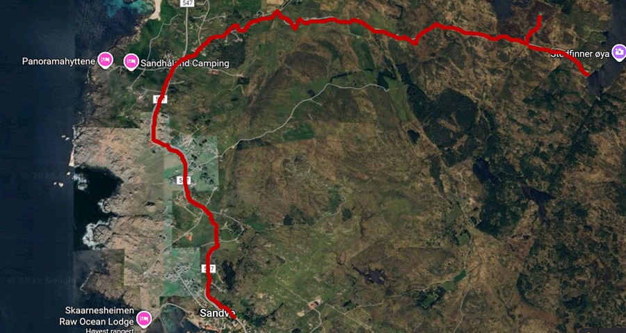 kart fra S�rstokke via S�rstokke gruber til S�re S�lefjell